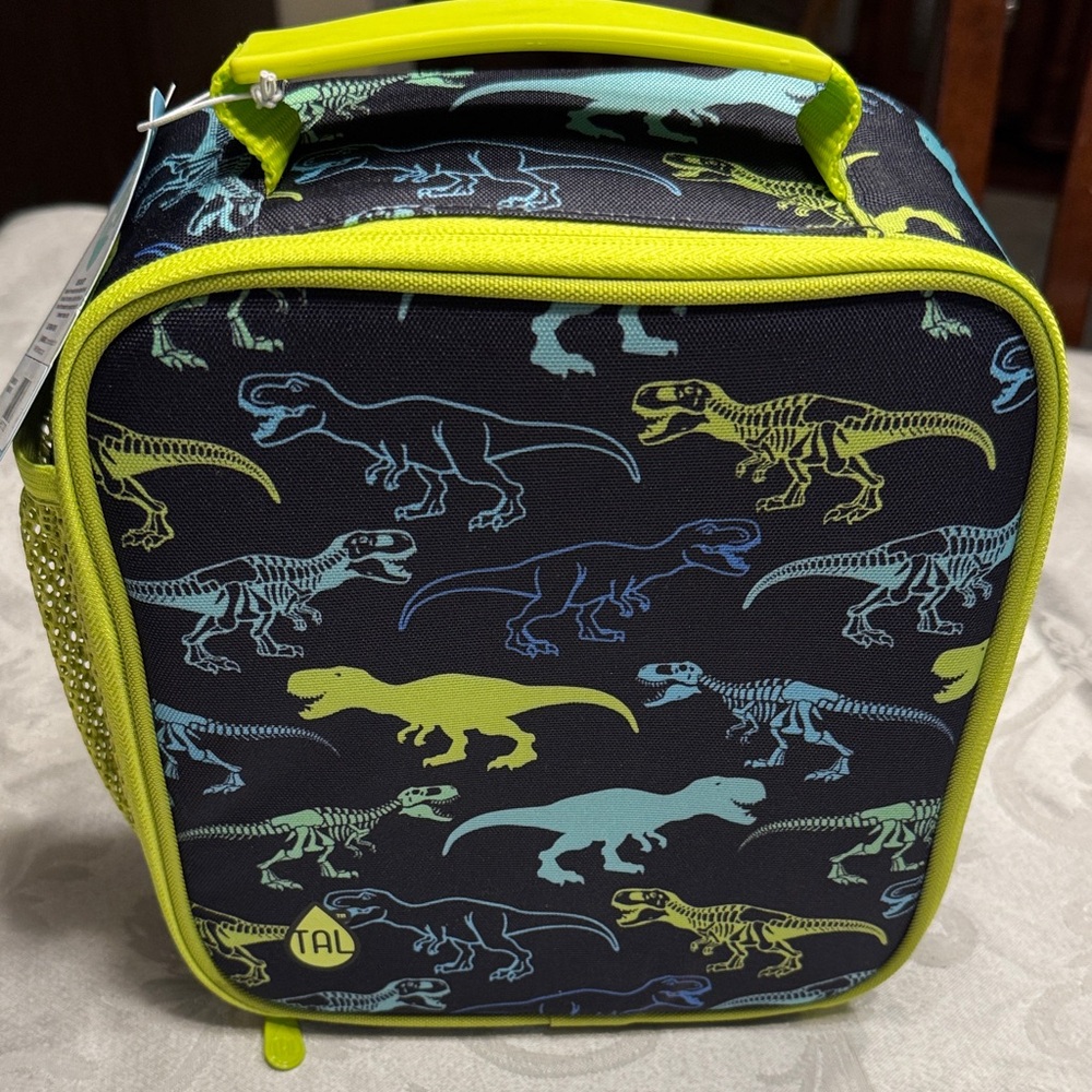 NWT TAL Insulated Dinosaur Print Lunch Box with Lime Accents.